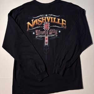Vtg Nashville Tennessee Music City Country Guitar Y2K Longsleeve T-shirt Mens XL